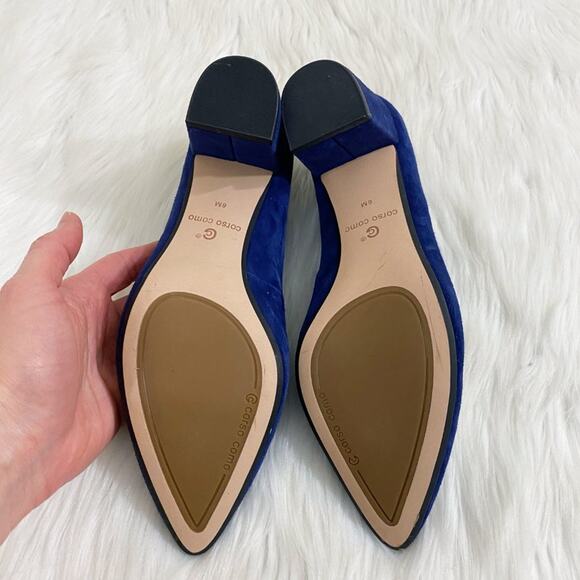 NWOB Corso Como Navy Blue Suede Pointy Toe Block Heel Pumps Women's US Size 6 - Picture 6 of 8